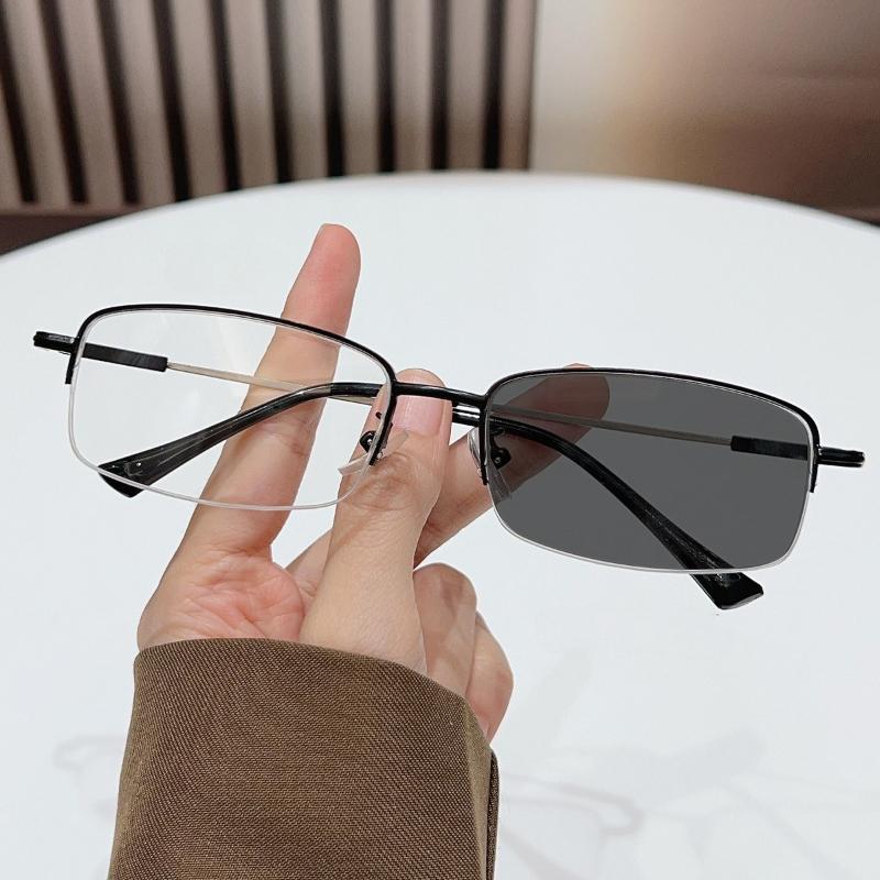 2026 Stylish Metal Frame Photochromic Reading Glasses Unisex Elegant Luxury Comfortable Office Work Eyeglasses 0 To +4.0