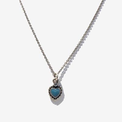 Rush Off Sky-Blue Heart Pendant Chain Necklace (Silver Plated)