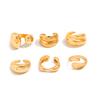 Ingemark 6Pcs/Set Fashion Irregular Geometric Open Finger Rings Retro Elegant Metal Rings Set Engagement High Quality Jewelry