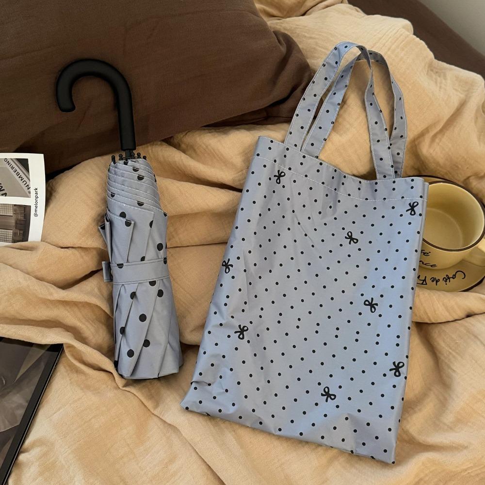

Polka Dot Bow Folding Umbrella Sun Protection UV Protection Umbrella Rainy Days синий