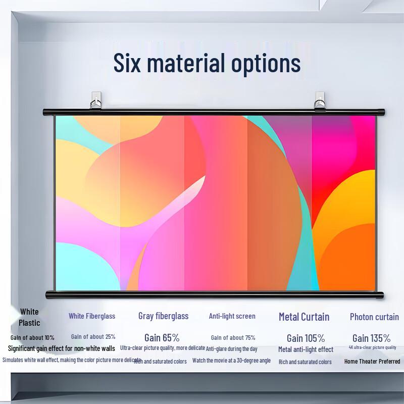 Ganyii Punch-Free Wall-Mounted 4K HD Projection Screen