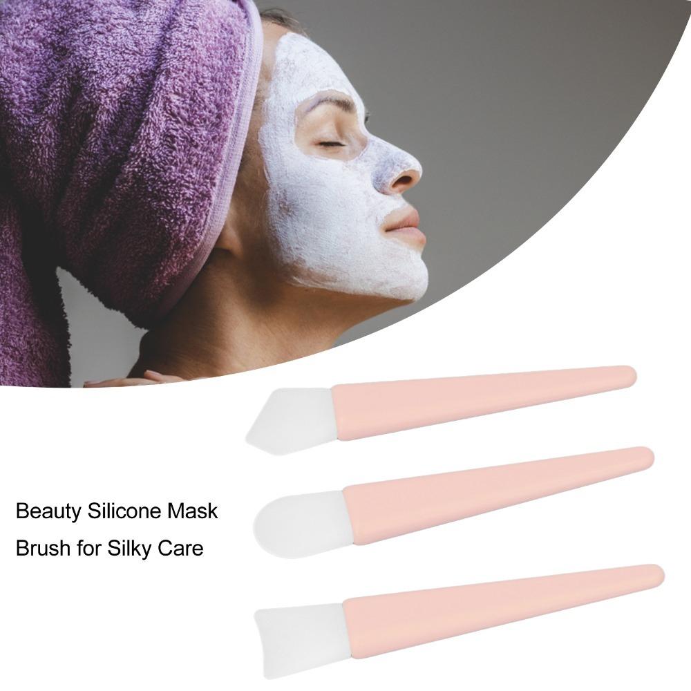 3pcs Easy To Clean Silicone Brush Applicator Kit Soft Silicone Reusable Makeup Brush Travel Use