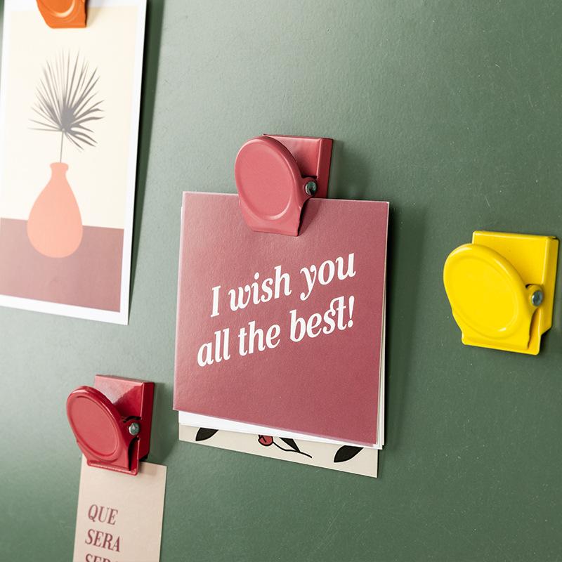 Round Magnetic Paper Clip, Refrigerator Magnet Menu Holder, Square Magnetic Clip