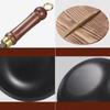 Wok Nonstick Traditional Iron Wok Ergonomic Uncoated Iron Pan With Lid For Home Outdoors Restaurant Camping Indoors