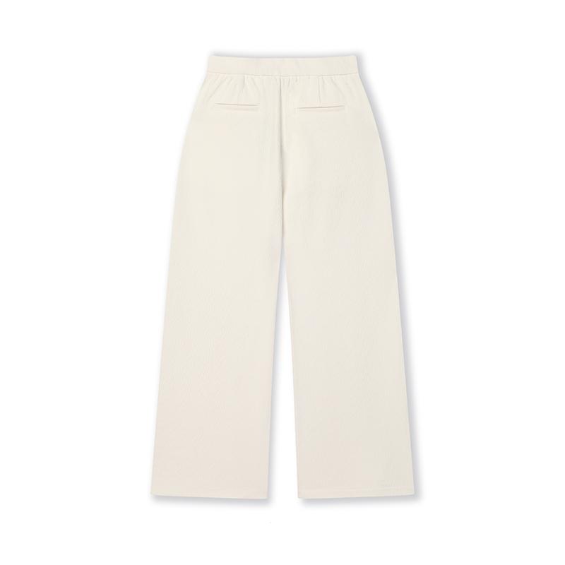 FILA Comfortable Loose Knit Wide Leg Casual Pants Women bottoms Ice-Cream-White F11W513602FIV