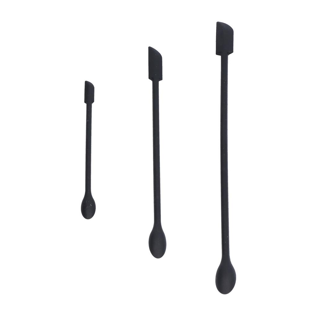 3pcs Spatula Food Grade Silicone Double Head Fruit Jam Cream Makeup Spatula for KitchenBlack