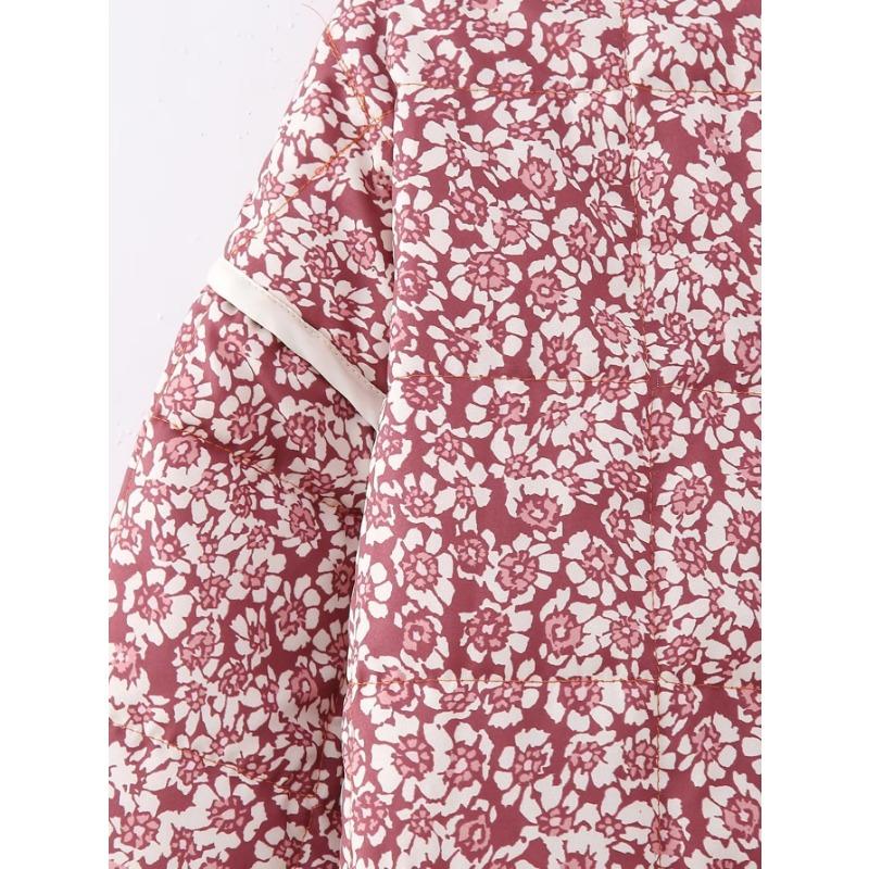 DAFIFY Women's Fashion Casual Flower Pattern Print Autumn Winter Long Sleeve POLO Neck Jackets & Coats