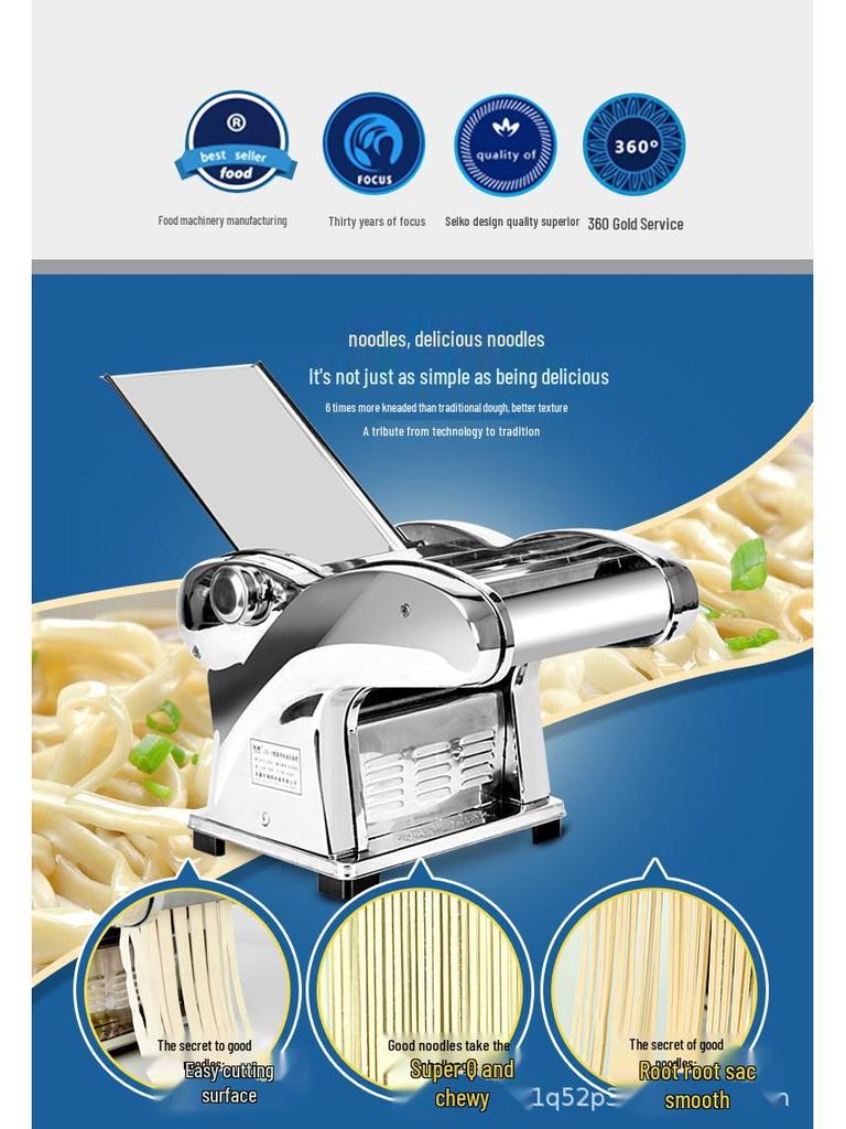 Seagull Junchu Automatic Dough & Dumpling Skin Press - Commercial-Grade Stainless Steel Noodle Maker.
