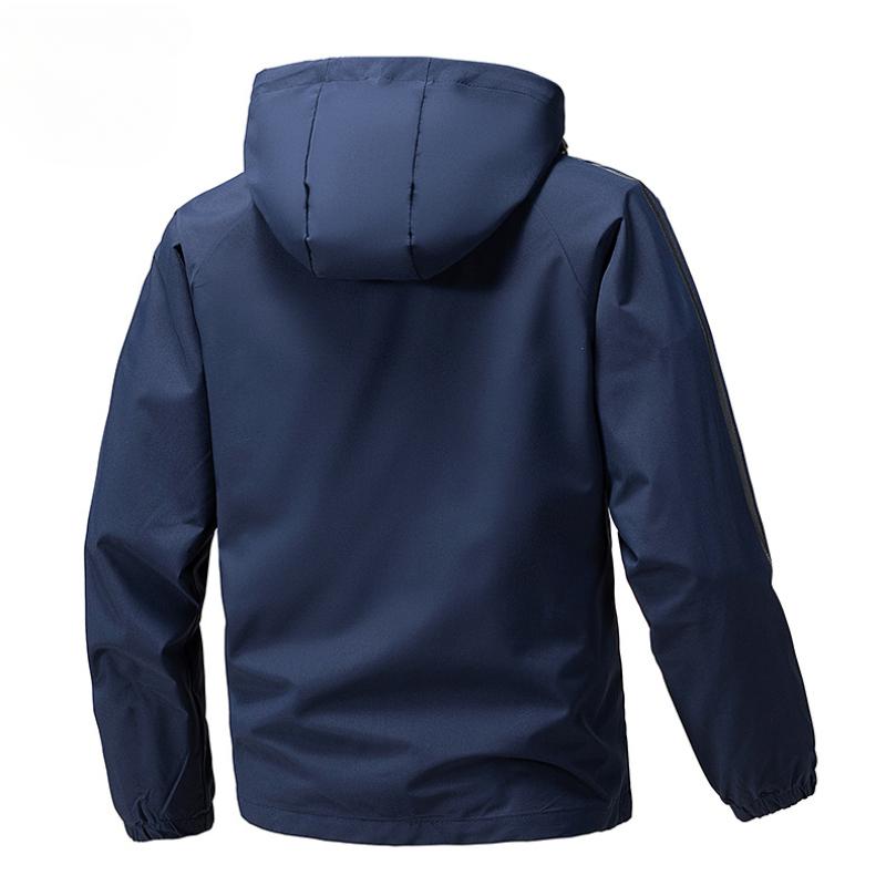 Frühlings-Herbst Windbreaker Jacken für Herren mit Reißverschluss, Kapuze, Oberbekleidung, Mantel, wasserdicht, winddicht, Herrenmantel