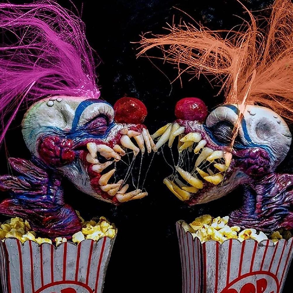 Popcorn Clown Creepy Clown Head Statue Resin Crafts Clown for Halloween Decoration