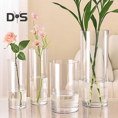 Klare Zylinder-Blumenvase, Hochzeitsfeier, Esstisch-Mittelstück, Hydroponischer Blumenhalter, transparente Pflanzenbehälter-Dekoration