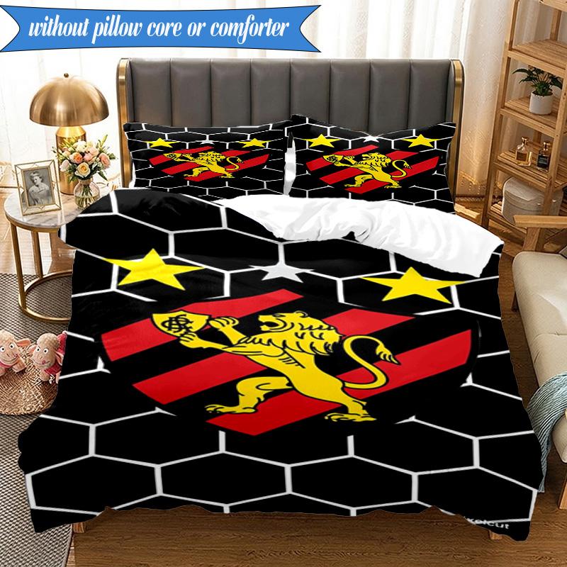 3PCS Sport Club Football Crest Printed Soft Bedding Set,Including 1pc Duvet Cover And 2pcs Pillowcases Perfect for Bedroom, Dormitory, Fan gift