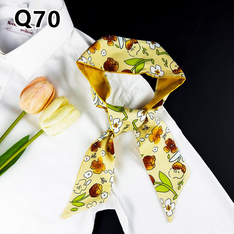 New Long Versatile Silk Scarf Tied Hair Band Bow Letter Floral Streamer Tied Bag Gift Small Silk Scarf