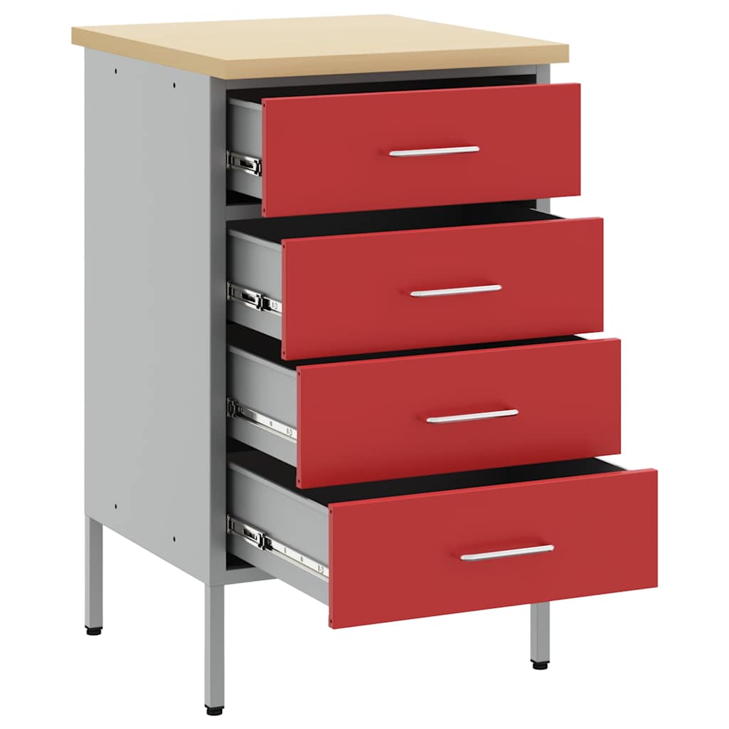 Workbench Red and Grey 50 x 55 x 85 cm Engineered Wood and Steel