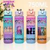 Kpop 750ML Dämonenjäger Wasserflasche K Pop Krieger Rumi Mira Zoey KPOP Trinkflasche Schule Huntrix Kürbis Plastik Wasserbecher