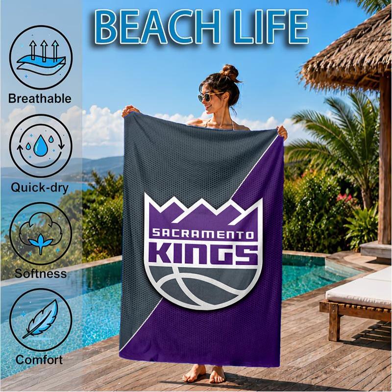 Sacramento Basketball Logo Beach Towel, Microfiber Beach Towel, Perfect For Pool, Beach, Travel, Home Decor Beach Party Fan gifts