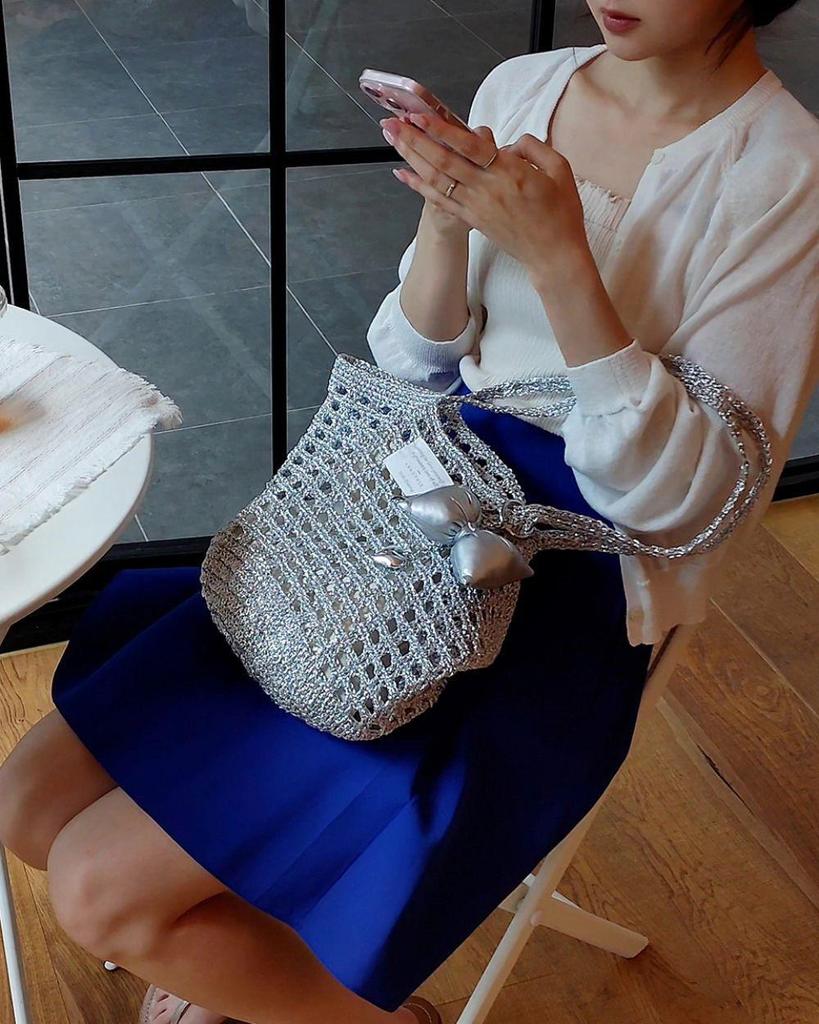 Korean Crochet Gold Hook 1mm Silver Thread Handmade Braided Rope for DIY Crochet Bags