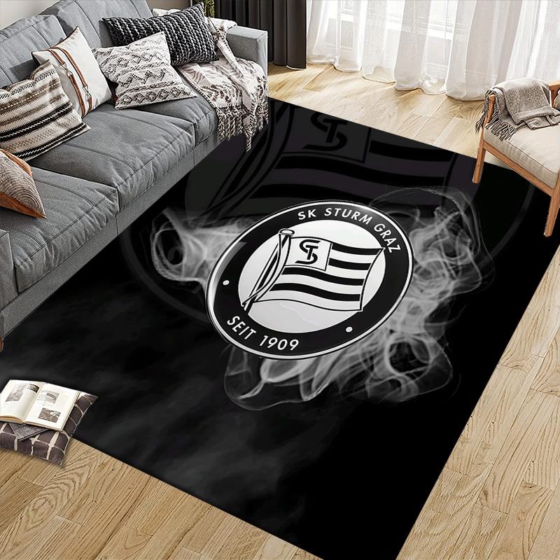 Sportklub Sturm Graz Flannel Pattern Square Carpet,Area Rug,Carpet Rug for Living Room Bedroom Sofa Playroom Decor,Non-slip Floor Mat
