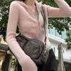 2024 Tea-Themed Fashionable Women's Knitted Sweater Cardigan - Early Autumn, Round Neck, High-End Style.