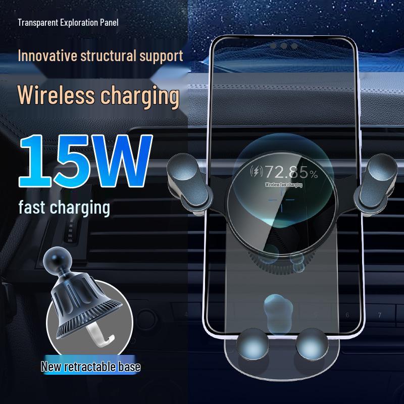15W Universal Wireless Fast Charging Car Phone Holder for Apple & Android Phones.