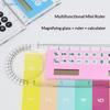 Multi-Functional Solar Calculator Ruler - Transparent Stationery with Protractor for School