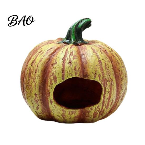 Terrarium Pumpkin Decor Aquarium Hideout, Halloween Fish Tank Decoration, Resin Jack-O-Lantern Decorations Hide Cave for Betta Shrimp Shelter
