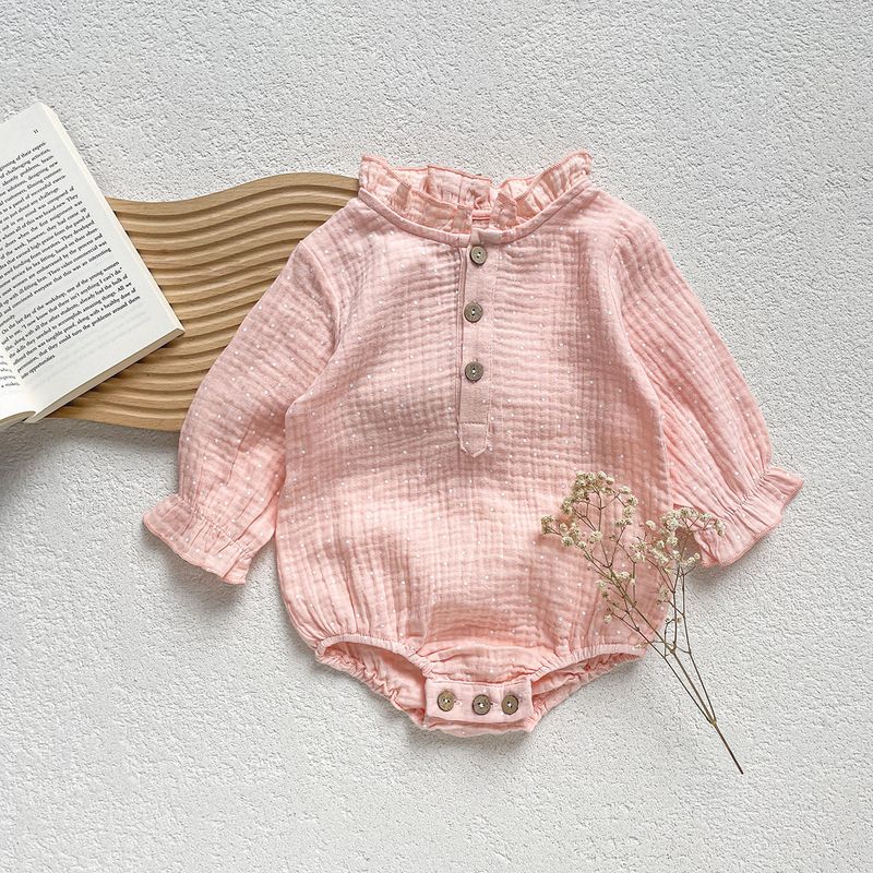 Ins-Style Baby Clothes, Wrinkled Fabric Triangle Romper, 0-2 Years Old Newborn, Spring and Autumn Doll Collar Open-Front One-Piece Crawling Suit