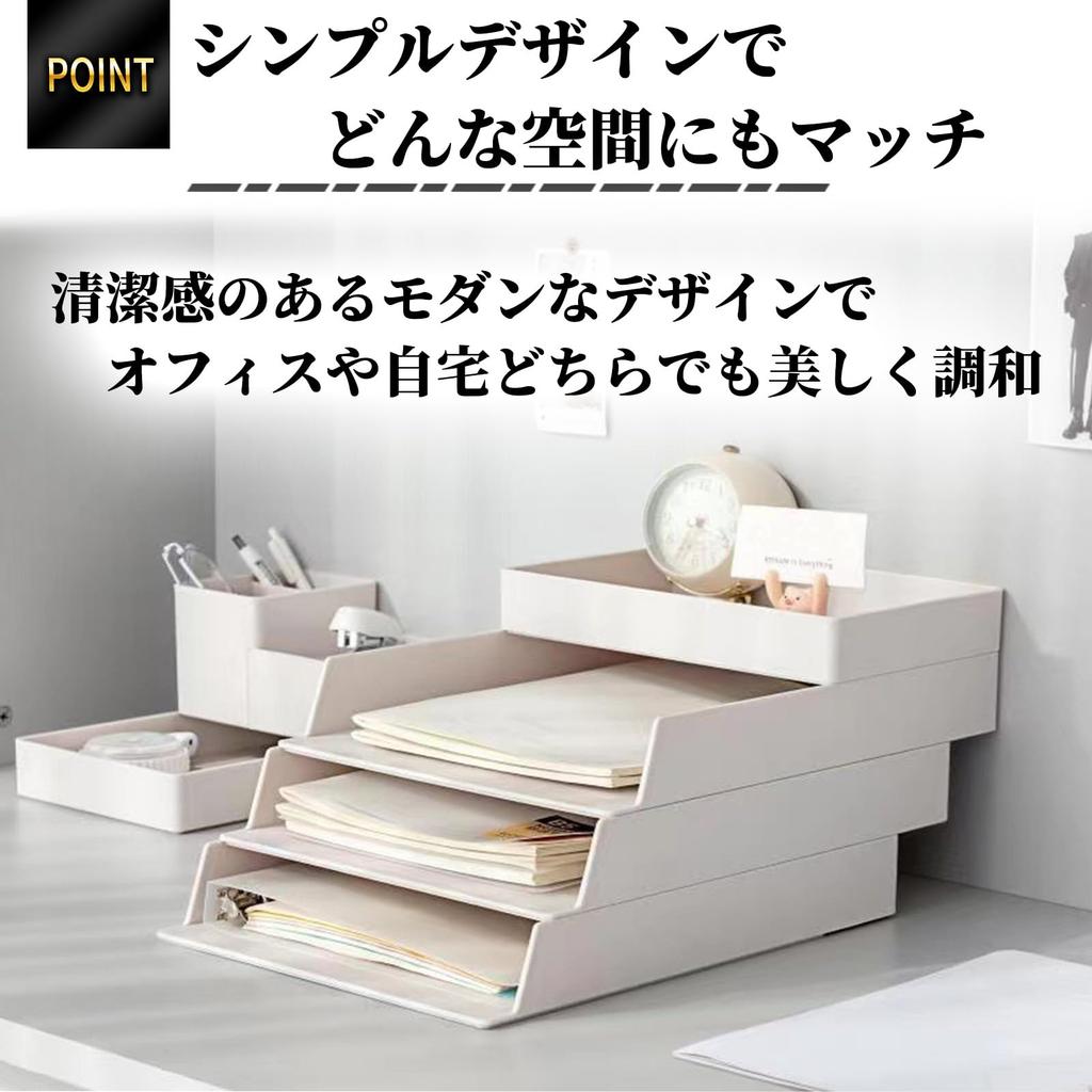 A4 Document Tray, White, Vertical, Desktop Storage Case, Office Supplies, Letter Tray, Desk Organizer, Multi-tier Rack (5cm Height, 3-tier Set)