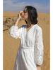 Spring/Summer 2025 Women's White Pure Cotton V-neck A-line Long Dress - F2075