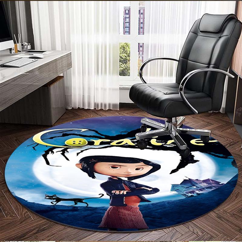 Coraline Print Round Rug, Washable Floor Carpet, For Entryway Dorm Laundry Room Office Study, Home Decor Birthday Christmas Gift