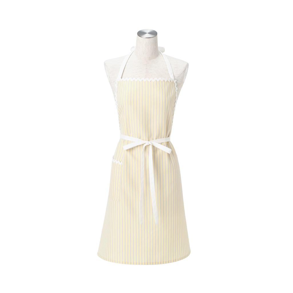 Francfranc Wave Full Apron in Yellow with Stylish and Makes a Great Gift Stripes, Cute,