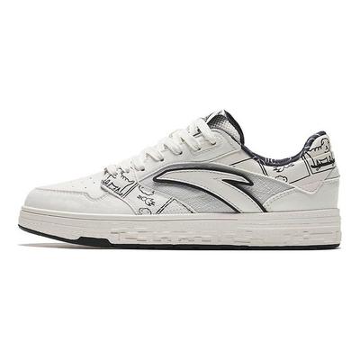 Nízké skate boty s látkou a usní z lícové kůže Pánské tenisky Černá Bílá 112338053-4