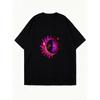 Oversized T Shirt Black Moon And Sun Face Print For Casual Wear