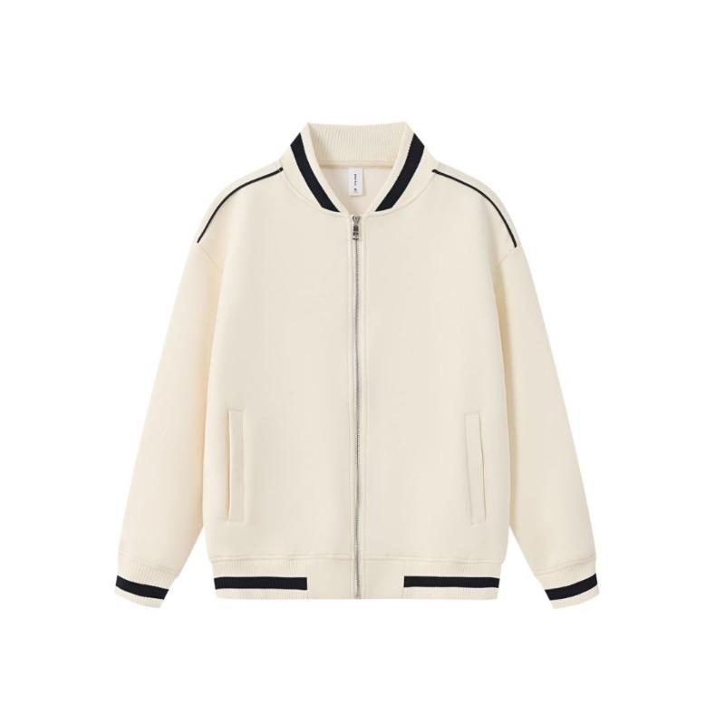 Shoulder Contrasting Line Zipper Jacket Men's and Women's Autumn and Winter Loose Leisure College Style Sweater