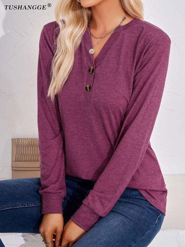 Damen Bedrucktes Stehkragen Ramie Hemd Top