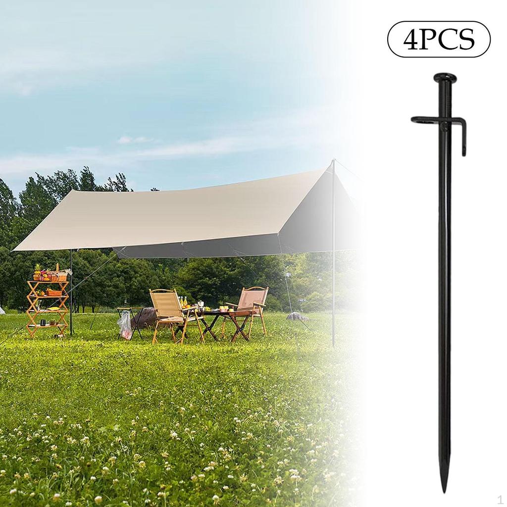 4 Pieces Steel Tent Stakes Camping Non Rust Multiuse Yard Pegs for Outdoor Garden