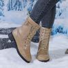 Women Ankle Boots Flat Low Heel Belt Buckle Short Large Size Fall Winter
