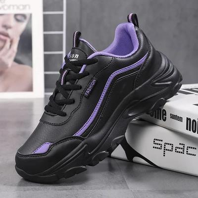 Hochwertige Schwarze Leder Plateau-Schuhe für Damen Mode Damen Laufschuhe Neue Designer Sneaker für Damen Zapatos De Mujer