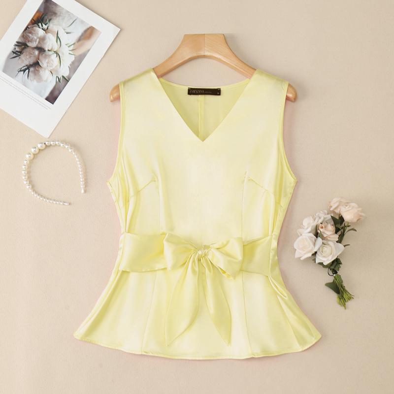ZANZEA Women Summer V-neck Casual Sleeveless Satin Tank Tops