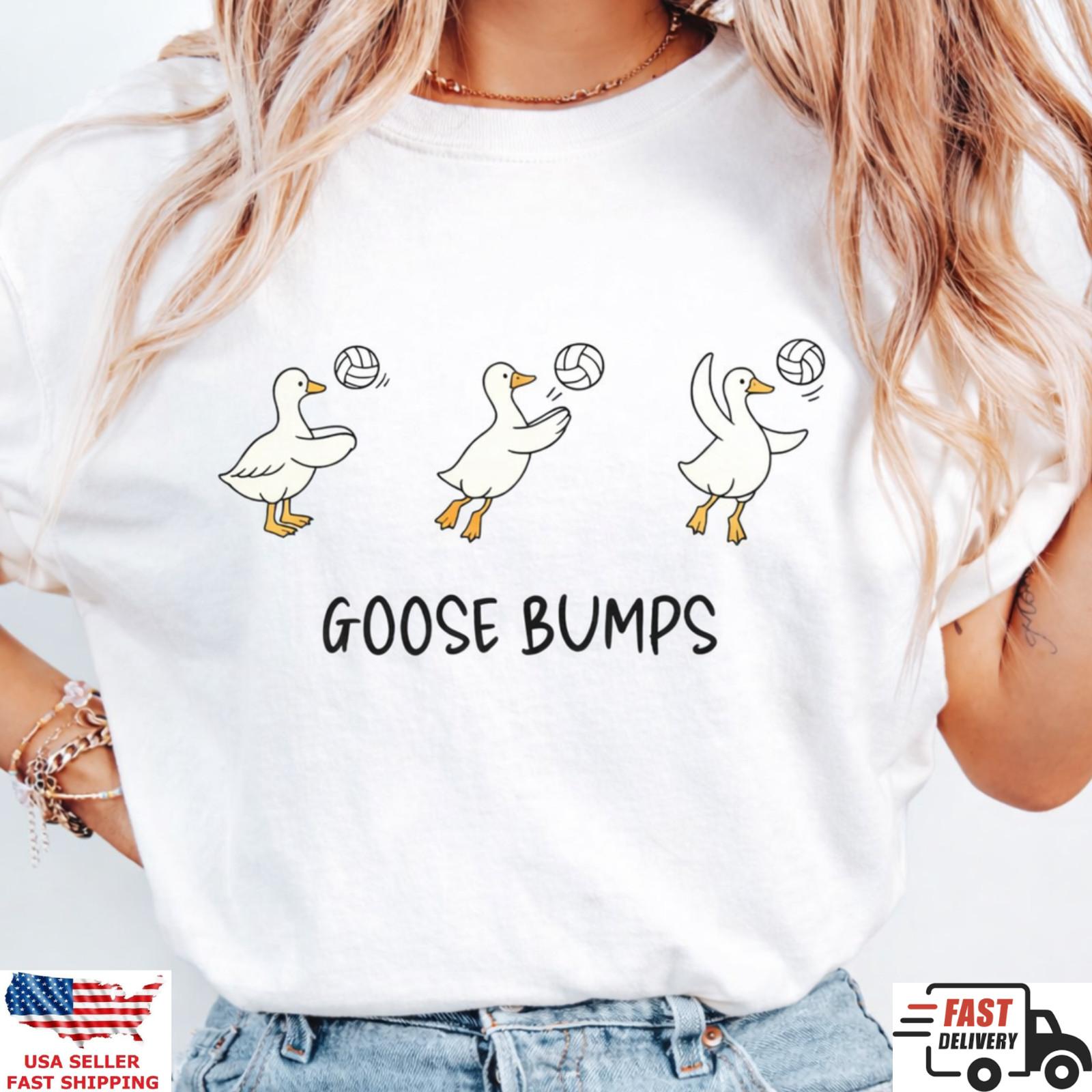 Funny Goose Bumps Shirt Cute Goose Volleyball Cartoon Tee Gift XXXL