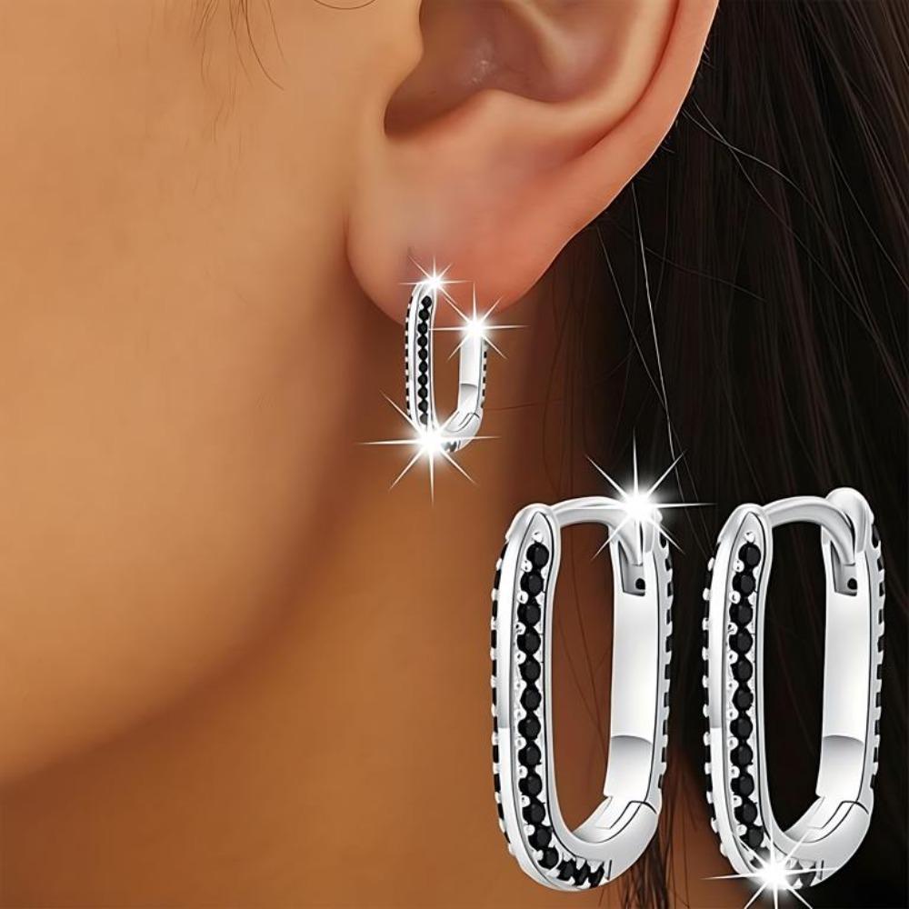 Black Awn Schwarze Steinschmuck-Creolen für Frauen