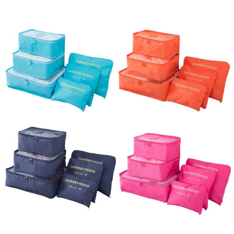 Custom Travel Organizer Bags 4-Compartment 6-Piece Set for Suitcase Packing Clothes Pants Storage Cubes
