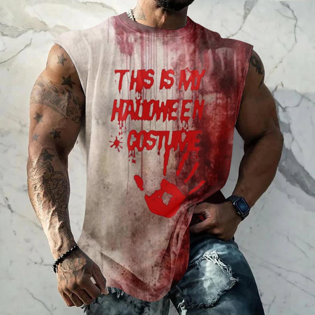 Pánská Halloweenská Hororová Texturovaná Potisk Ležérní Sportovní Volná Bez Rukávů Vesta