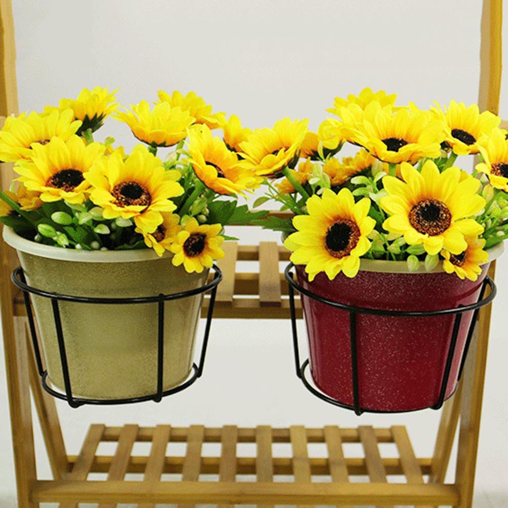 Hanging Railing Plant Pot Holder Outdoor Balcony Deck Flower Pot Holder Basket for Garden Patio Ledge Round