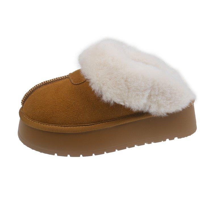 

Тапочки женские для улицы 2025 новые осенне-зимние на толстой подошве с закрытым носком пушистые тапочки плюшевые зимние сапоги хлопковая обувь женский тренд 40 малиновый