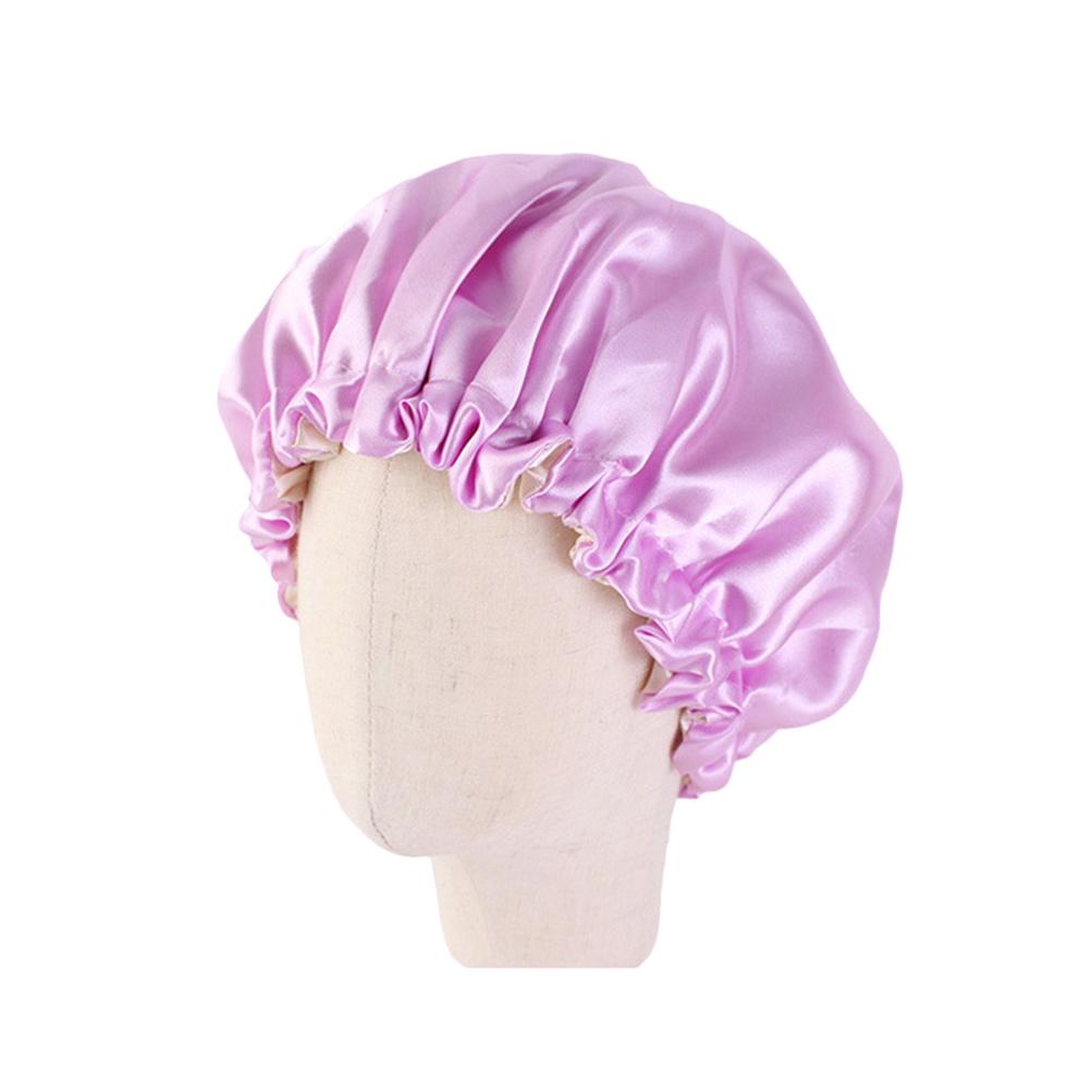 Satin Elastic Bonnet Hair Hat Night Sleeping Hat for Girls Double Layer Bath Cap Shower Sleeping For Kids Cap