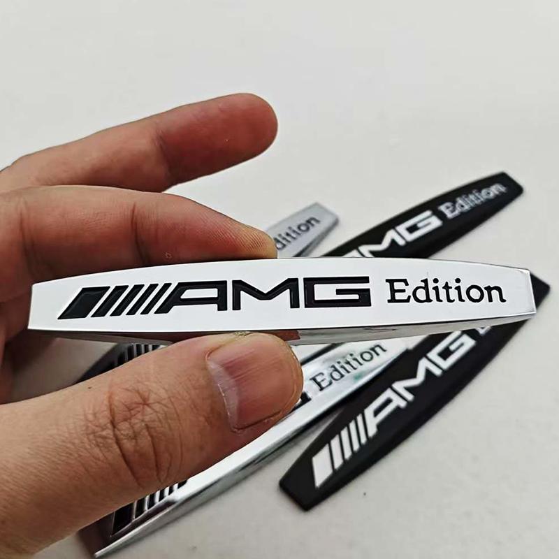 2pcs 3D Metal Car Styling Logo AMG Edition Badge Side Fender Both Emblem Sticker Decals For Mercedes Benz AMG Auto Accessories AT1