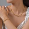 Stainless Steel Rectangular Handmade Chain Necklace for Women,Gold Plated Link Chain Necklaces,Fashion Jewelry Gifts