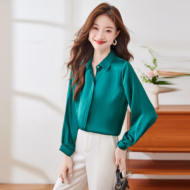 Terman Women s Premium Lapel Long Sleeve Chiffon Shirt XL