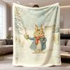 2026 New Flannel Blanket Arrival 1pc Cozy Bunny Flannel Throw Blanket Soft, Warm, And Comfortable Featuring an Adorable Cartoon Bunny Design, Ideal Fo